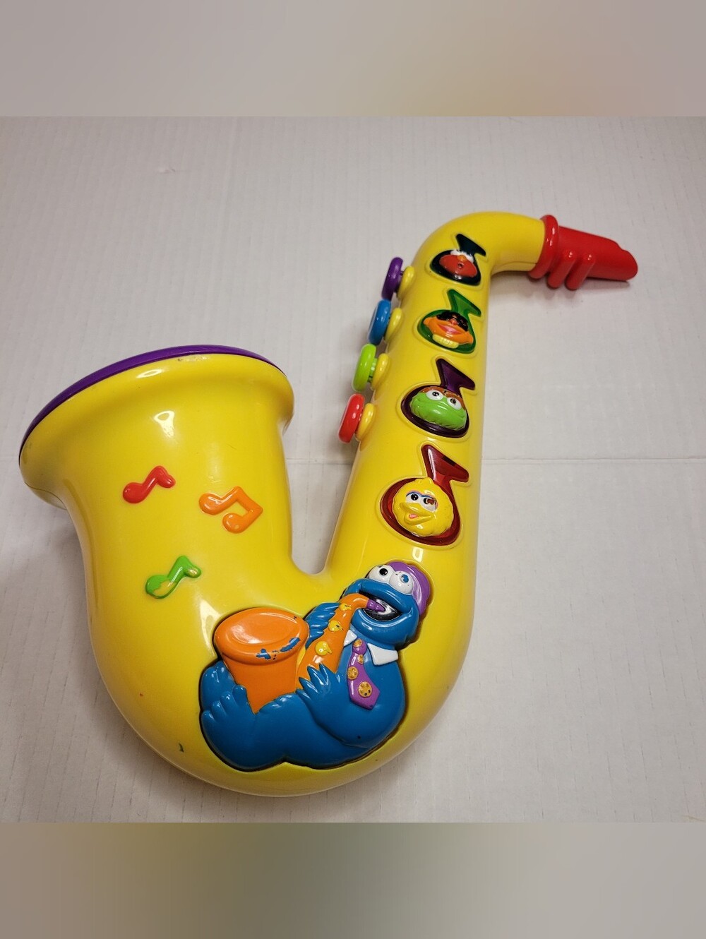 Vintage Sesame Street Saxophone Kids Toy  1999 Mattel Cookie Monster No Lights